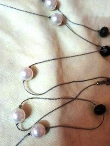 Pearl &amp; Black Bead Necklace