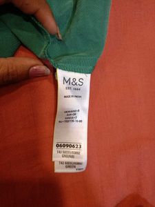 &#34;M&amp;S&#34; Solid Green Sleeveless Apron Top