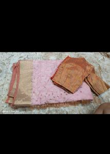 Elegant Pink Saree with Blouse
