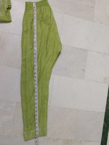 Green Embroidered Kurti Set