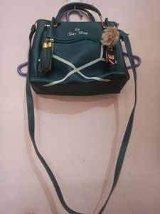 Teal Blue Handheld Sling Bag