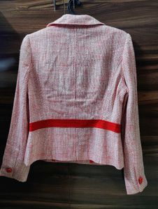 Korean Elegant Red Tweed Blazer