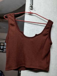 Brown crop tank top