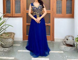 Elegant Blue Embroidered studded Gown