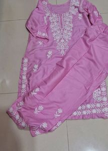 Pink Embroidered Kurti Pant