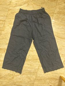 Black Straight Pants With Crochet Lace
