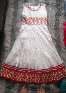 Girls White &amp; Red Dress