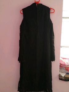 Black Additional  Long Cut Shoulder Kurti