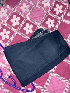 Dark Blue High-waist Skinny Jeans [streachable]