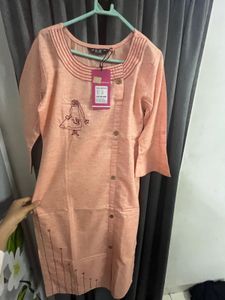 Peach Embroidered Kurti