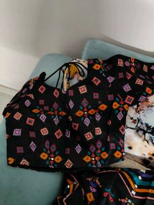Multi coloured mirrorwork ready to wear lehenga