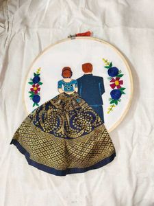 Couple Embroidery Wooden Hoop