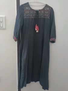 Grey Embroidered Anarkali Kurti