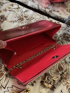 Red Embellished Clutch