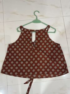 Brown Floral Tie-Neck Tank Top