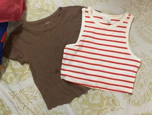 Brown Cut Out Top Red White Stripetop