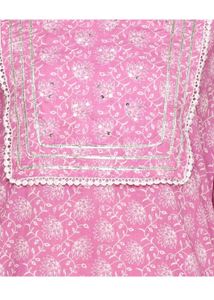 Pink Printed Kurta Set with Dupatta