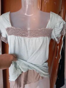 Cute Lace Trim Top