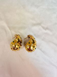 Diamond Studded 18K Gold Plated Studs
