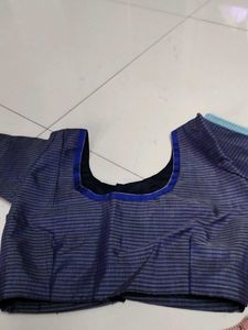 Light Blue Checked Cotton Saree ..