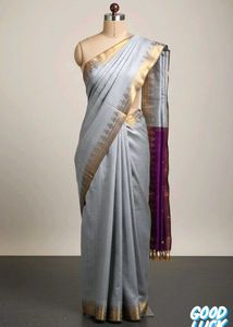 Elegant Silver & Purple Saree