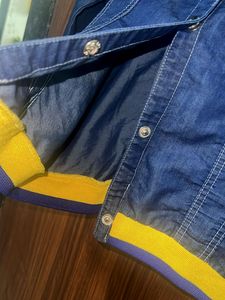 Denim Navy Blue Jacket with Yellow Trim
