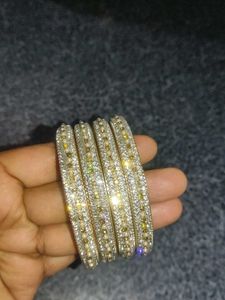 Set of Four Gold &amp; Rhinestone Bangles