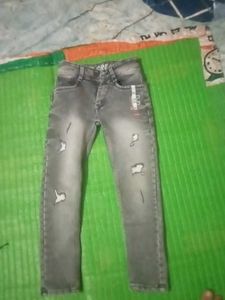 Boys' Grey Distressed Denim Jeans
