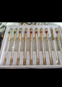 Silver Vintage Jeweled Pen Set