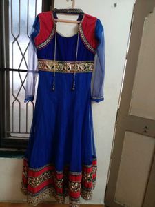 Royal Blue Embroidered Anarkali Dress 💙✨