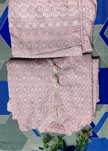 Pink Embroidered Kurti Set