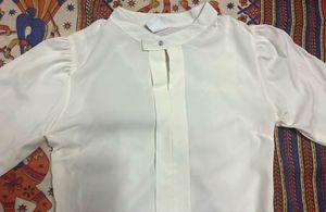 Elegant White Formal Shirt-Style Top
