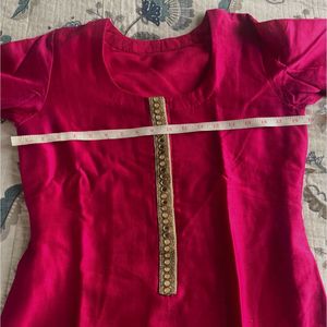 Pure Chanderi Embroidery Kurta With Pants