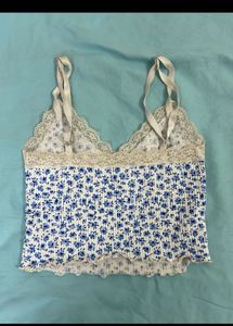 Floral Lace Trim Cami Top