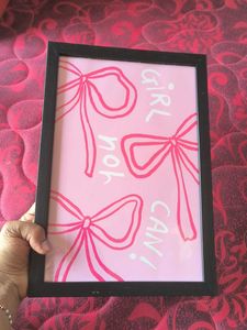 Pink coquette Bow Artwork with frame