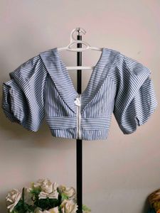 Striped Off-Shoulder Crop Top