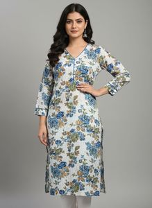 Floral Print Short Kurta