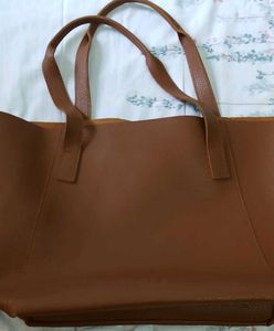 Stylish Brown Tote Bag with Tassel