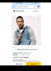 Campus SutraMen Stylish Casual Denim Hooded