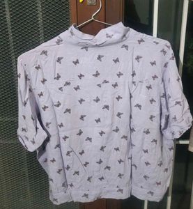 Purple Butterfly Print Top