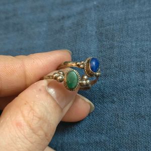 Jade & Lapiz Ring Set (Set of 2)