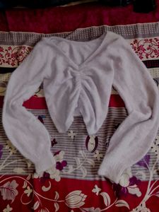 Fluffy Knit Cute Crop Top
