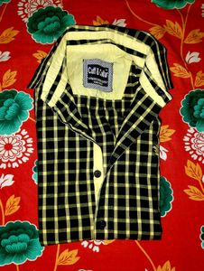 Cuff & Collar Black & Yellow Plaid Shirt