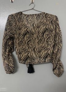 Zebra Print Long Sleeve Top