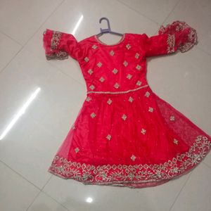 Pink Red Embroidered Anarkali Suit