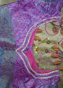 Purple Brocade Readymade Saree Blouse