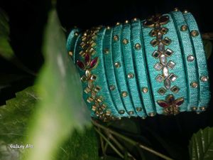 Teal Beaded Bangle Bracelet