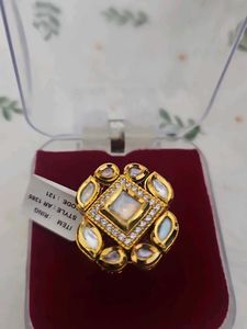 Statement Real Polki Ring with Brown Nag & Tag