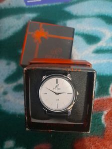 Silver Dial Black Strap Men Watch