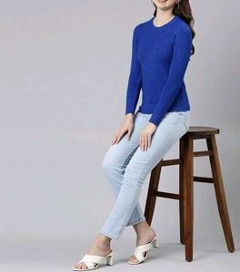 Marks And Spencers Women Blue Solid Pullover